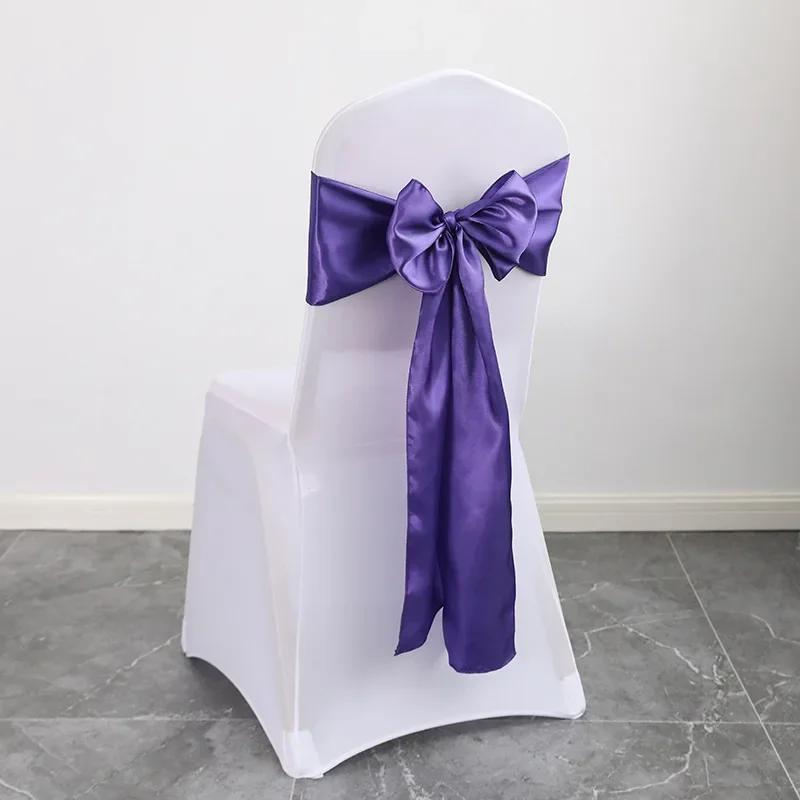 10pcs/50pcs Rose Gold Satin Chair Sash Tie Silk Wedding Chair Bow Ribbon Knot Belts For Party Event Hotel Banquet Decoration