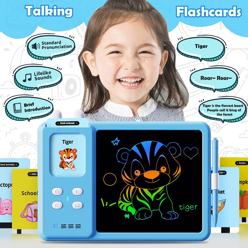 Non-Toxic 224 Words Talking Flash Cards Lcd Writing Tablet Board Pad Toy Preschool Montessori Speech Therapy Autism Toys For Kids Toddlers