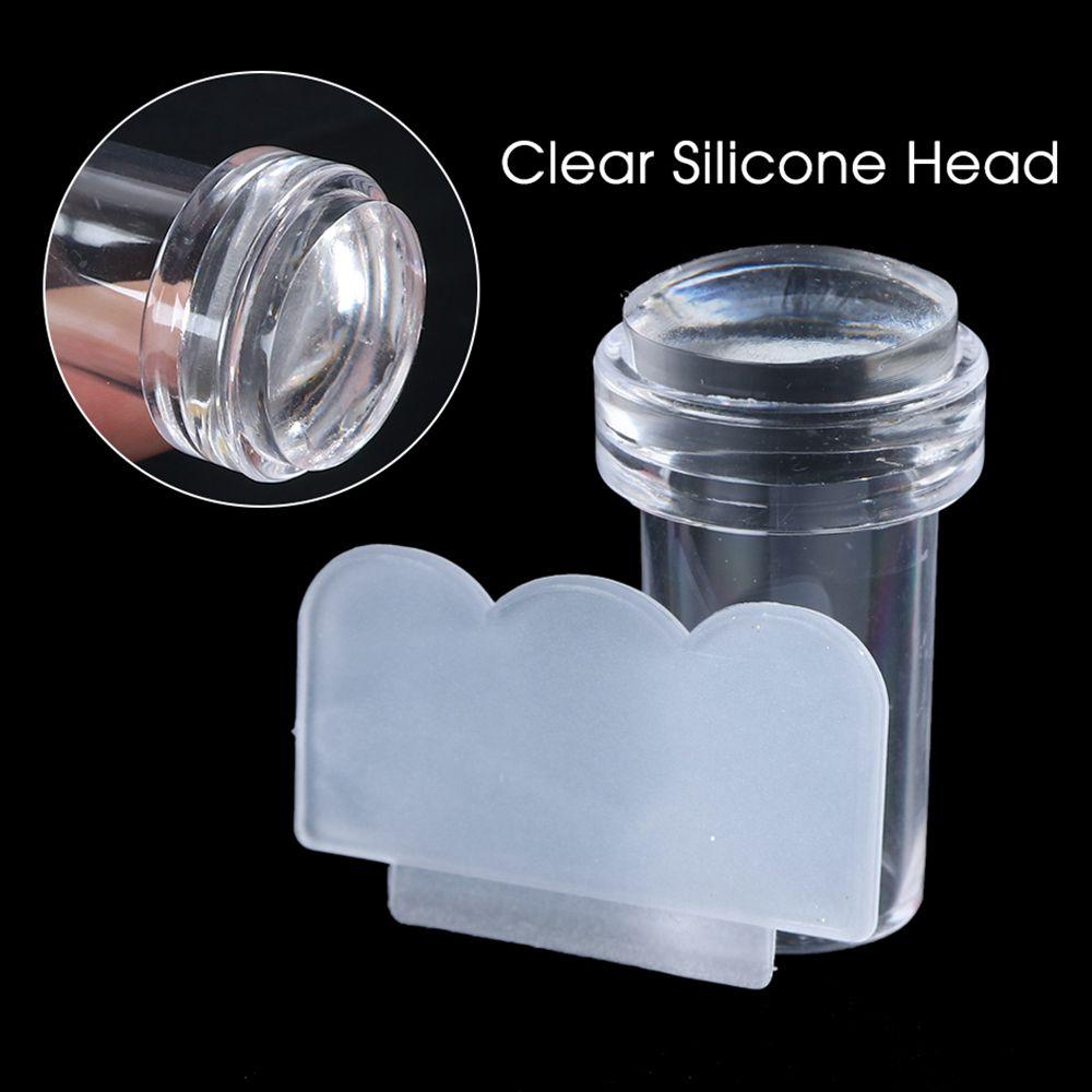 Stamping Mold for French Tips Nail Design Silicone Jelly Nail Stamper Scraper Set Transparent