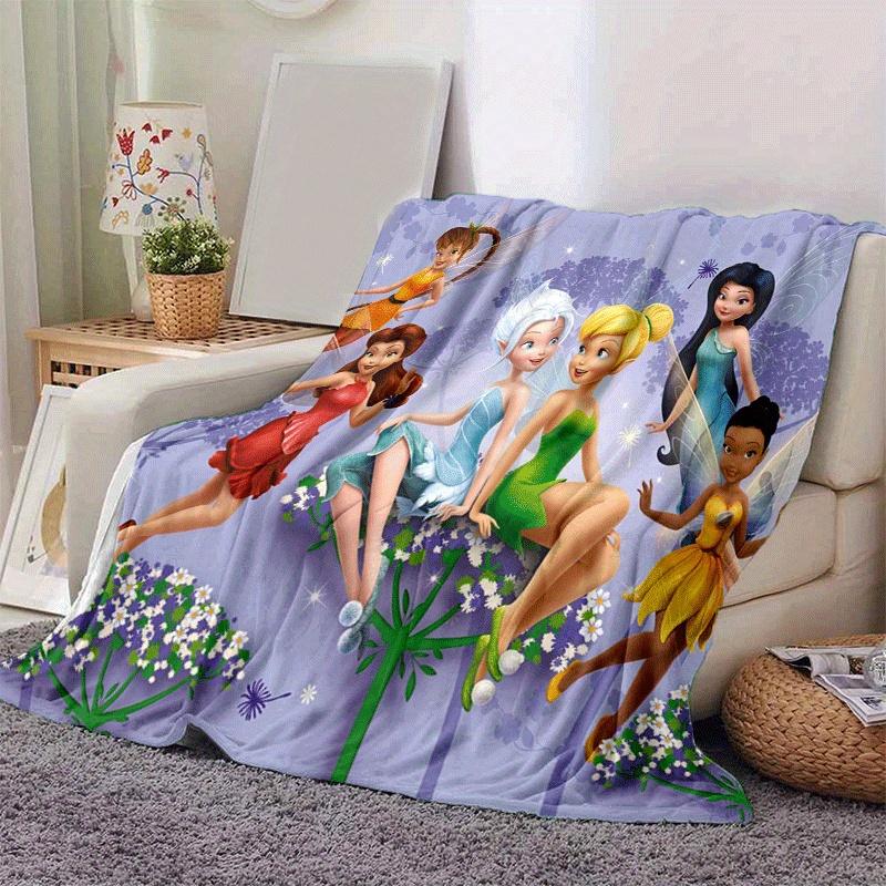 1 stuks Tinkerbell Print Deken - Zacht, All-Season Plaid voor Kantoor, | Gepersonaliseerd Cadeau met Schattig Cartoon Ontwerp