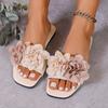 Fashion Ladies Shoes 2025 Summer Open Toe Women's Slippers Fashion Flower Dress Slippers Women Square Heel Shoes for Woman