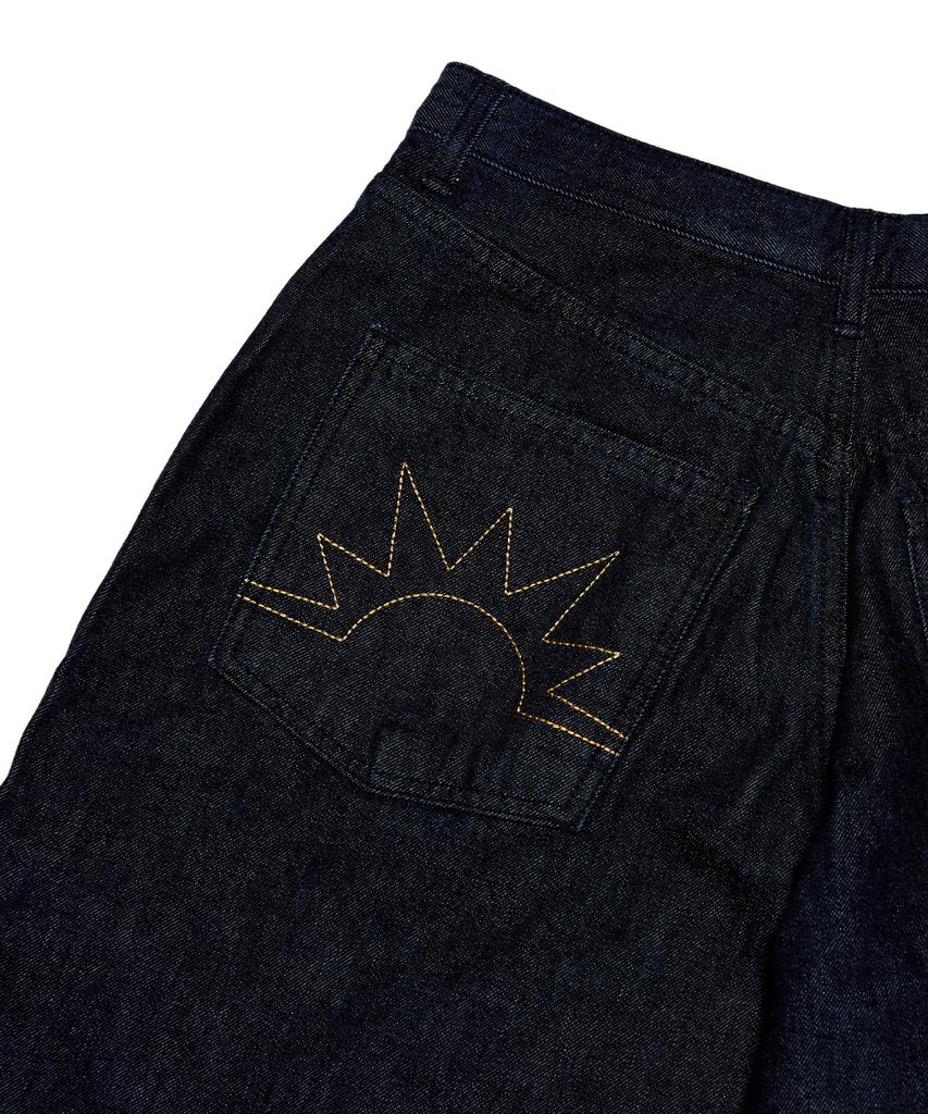 HELLO SUNRISE Hs Wide Shorts Denim Pants_Navy