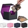 Card Deck Box Game Collection Card Storage Box Fits 100 Single Sleeved PU Leather Strong Magnet Card Deck Case for TCG Cards