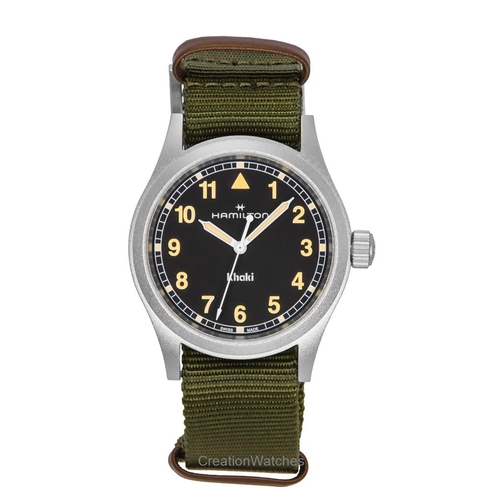 Hamilton Khaki Field Textile Strap Black Dial Quartz H69401930 Unisex Watch