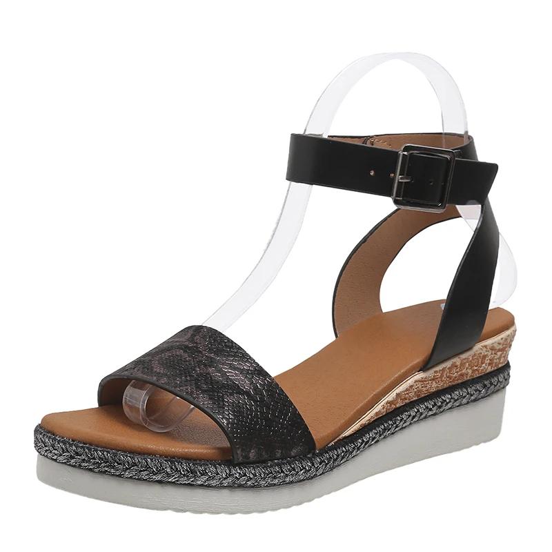Hot Sale Damesschoenen Gespriem Dames Sandalen Mode Peep Toe Casual Sandalen Dames Zomer Plus Size Wedge Sandalen