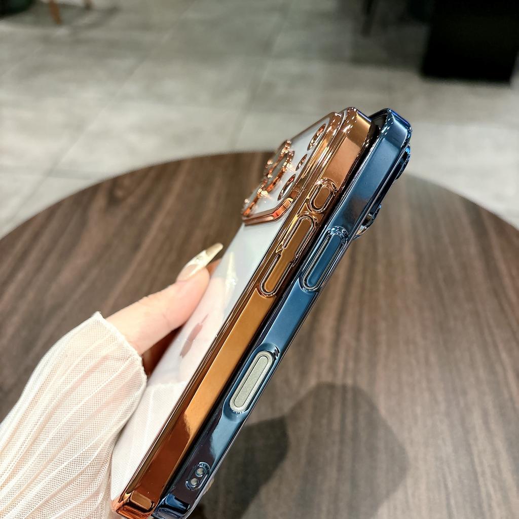 Glitter Transparent Plating Hard PC Case For iPhone 17 Air 16 15 14 13 12 11 Pro Max Plus Camera Protector Shining Back Cover