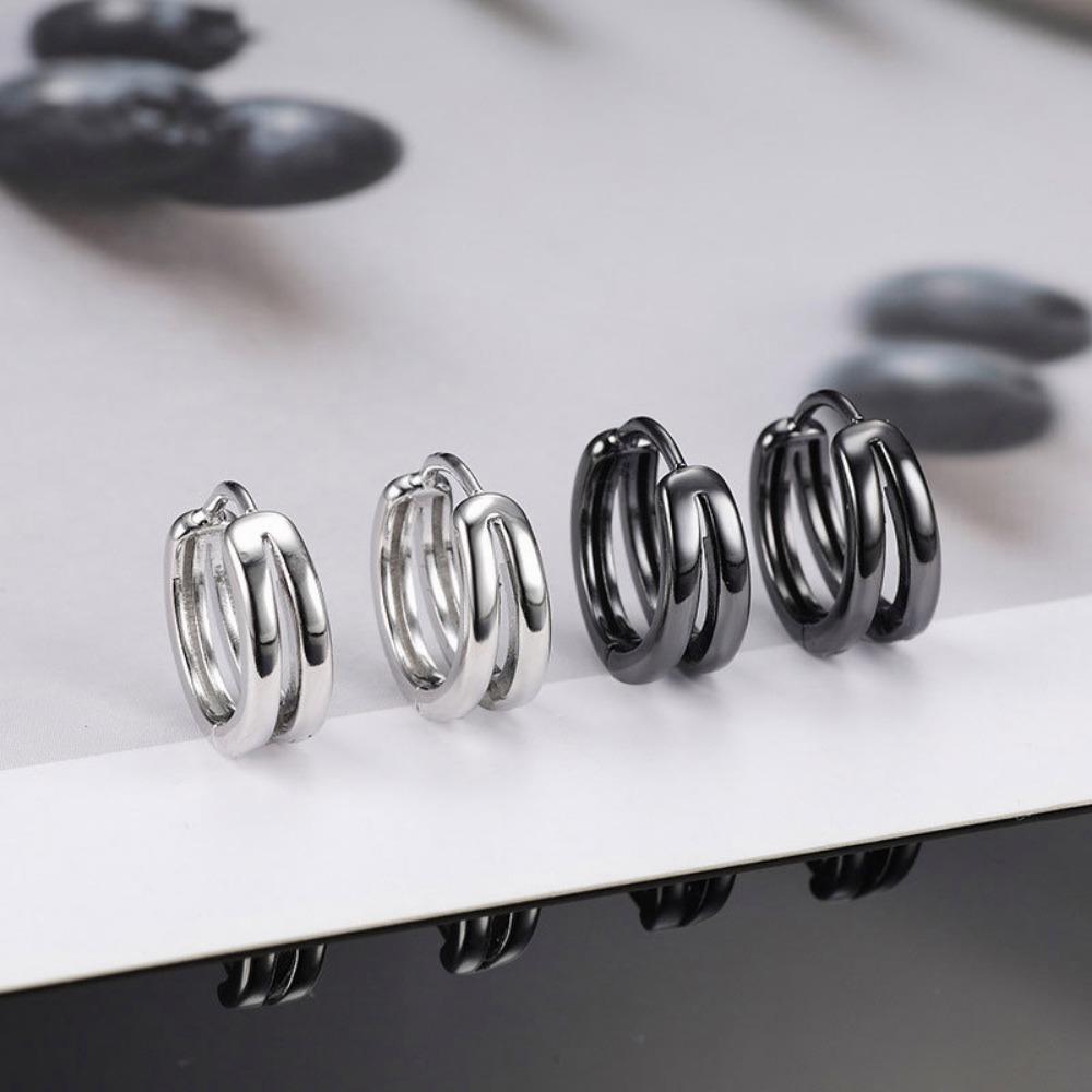 Double Arc Circle Earrings Men's and Women's Earrings Simple Glossy Circle Earrings