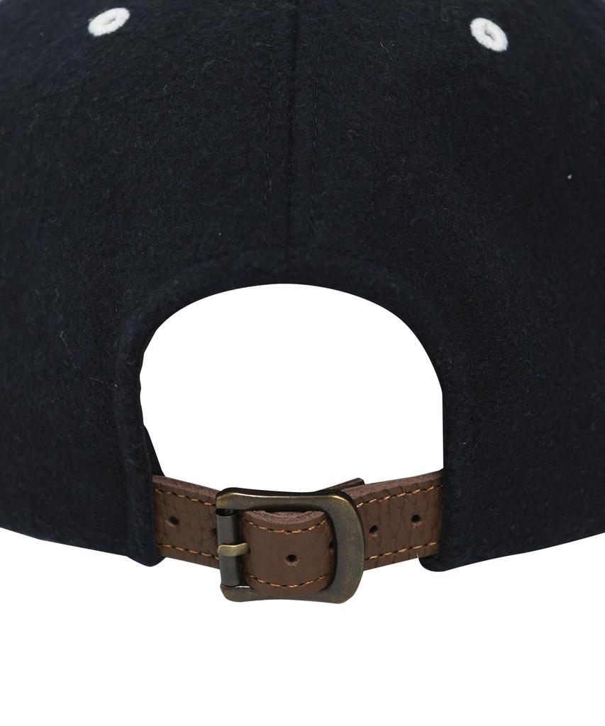 YALE Wool Leather Strap Cap_Navy