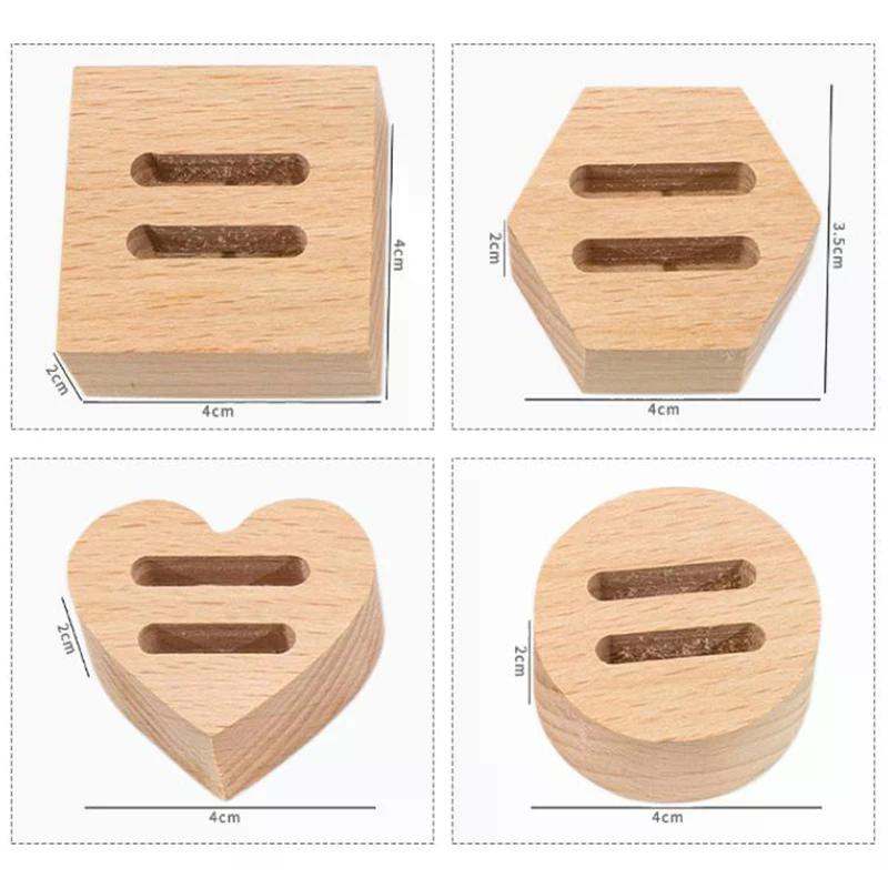 Wood Round/Square/Heart Single/Double Slot Ring Display Rack Organizer Holder Jewelry Display Stand Ring Counter Windows Display