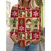 Ladie Christmas Reindeer Print Long Sleeve T-Shirt Christmas Cartoon Pattern Sports Casual Cute Polyester Round Neck Long Sleeve
