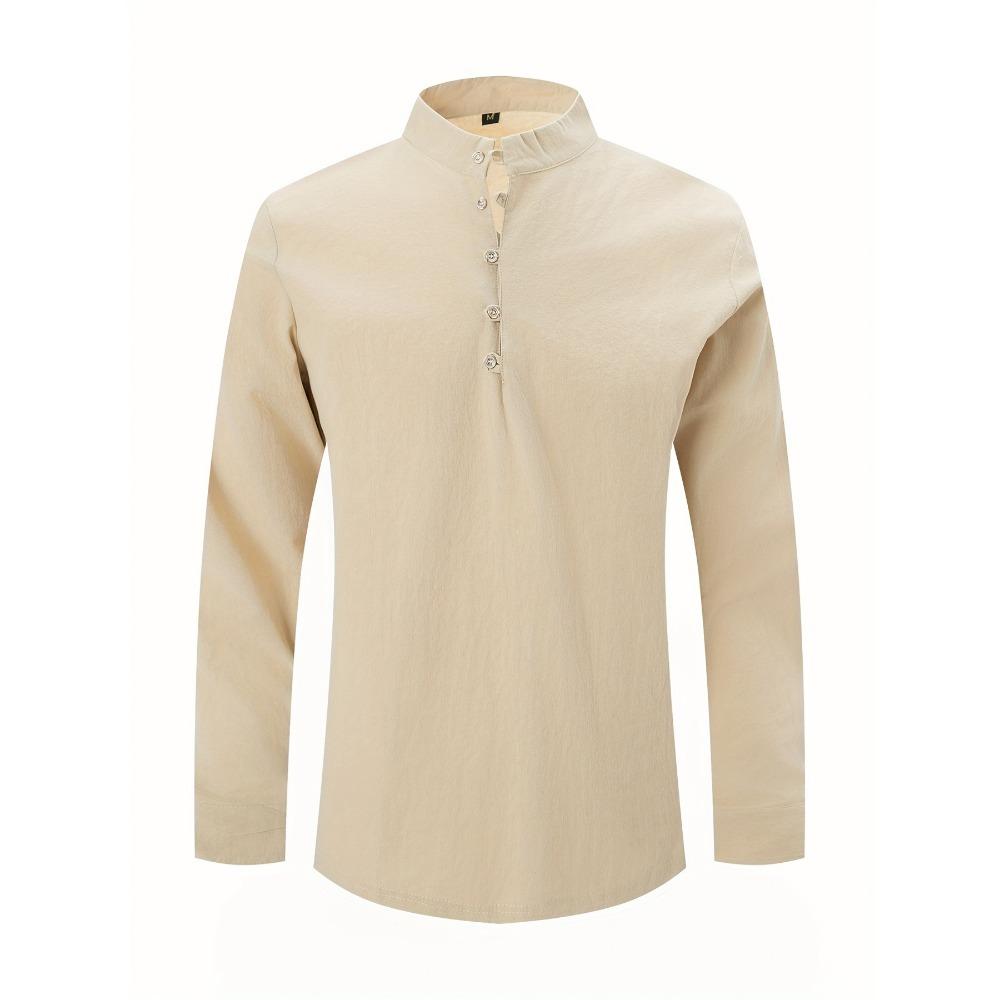 Men's Buttoned Long Sleeved Cotton Casual Shirt