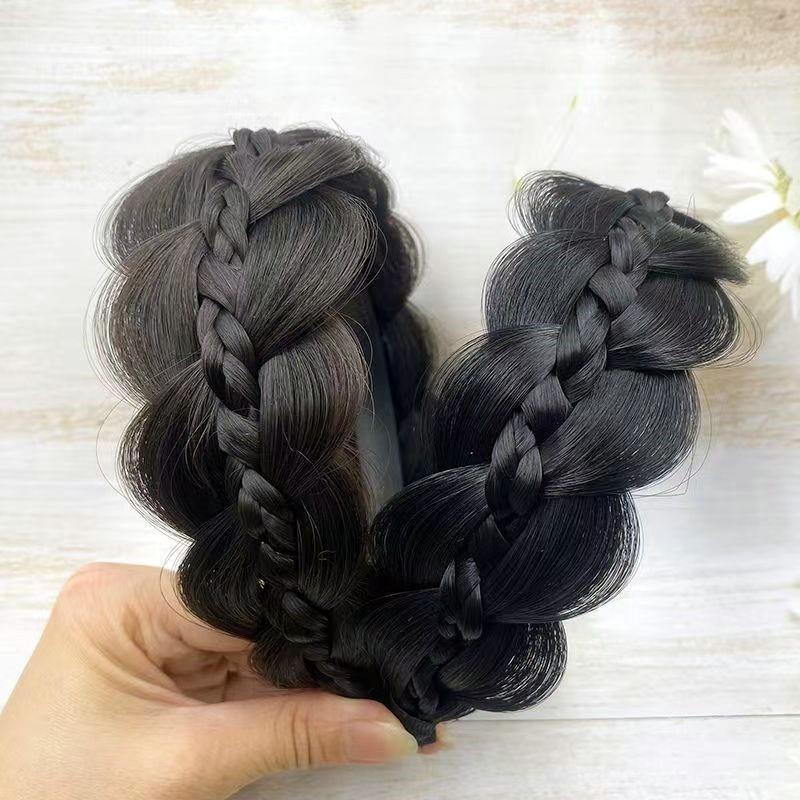 Braided Headband with Fishbone Fill, Women's New Style, Luxurious Feel, Human Hair Look, Crown-Height Boost, Gourd Braid, Handmade Woven Design.