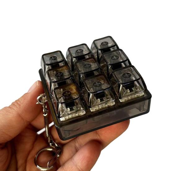 Mechanical Keyboard Keychain Pendant Toy with Sound Transparent LED Tactile Click Stress Relief Light Buttons Portable