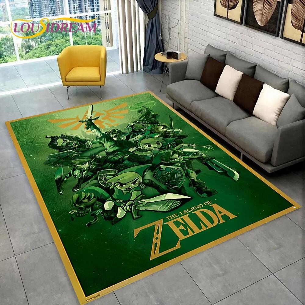 Tapis Dessin Animé 3D Z-Zelda2 pour Salon Chambre Décoration Maison, Tapis de Sol Antidérapant Décoration pour Canapé Paillasson Enfants 2025