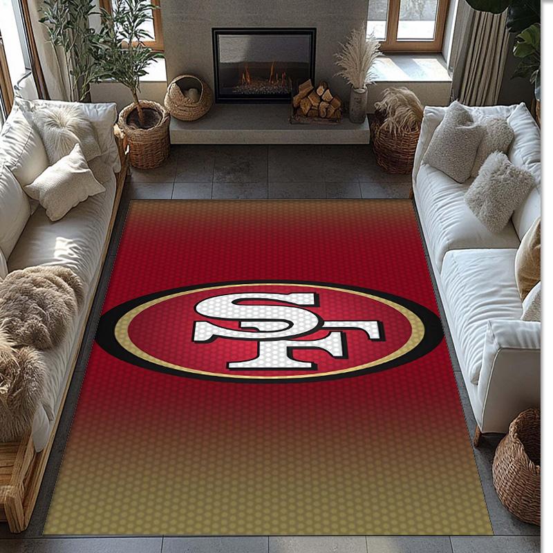 San Francisco 49ers Krystalový zamatový koberec Mäkký Anti?Protišmyková podlahová rohožka Pohodlná Domáca Obývacia izba Spálňa Dekorácia Koberec