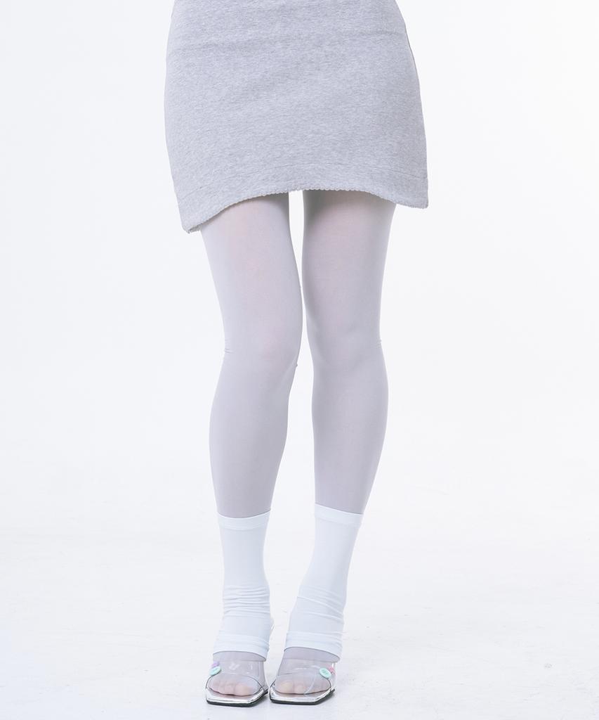 Inner Museum Curved Lace Trim Mini Skirt (Melange Grey)