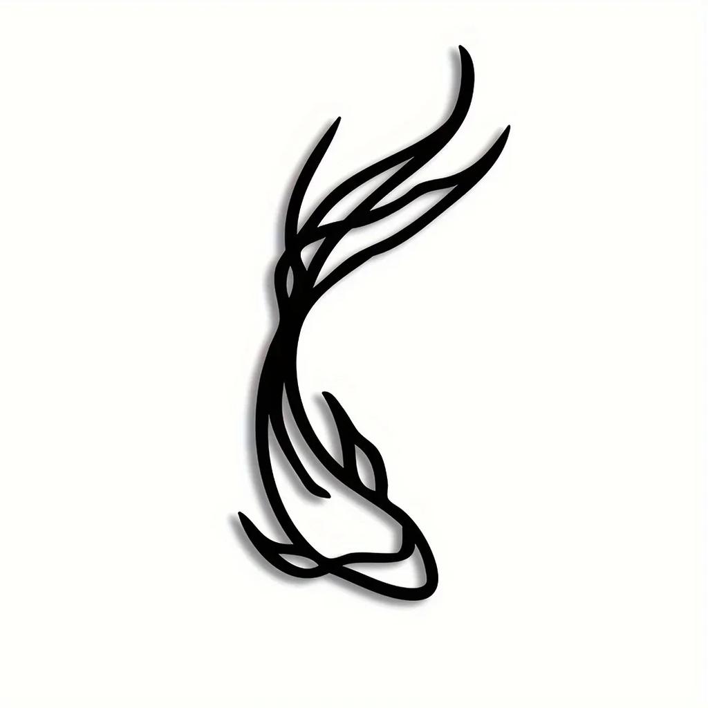 Stylish 1pc Feng Fish Metal Sculpture Minimalist Line Art Masterpiece Gorgeous Metal Wall Decor and Betta Fish Art Abstract