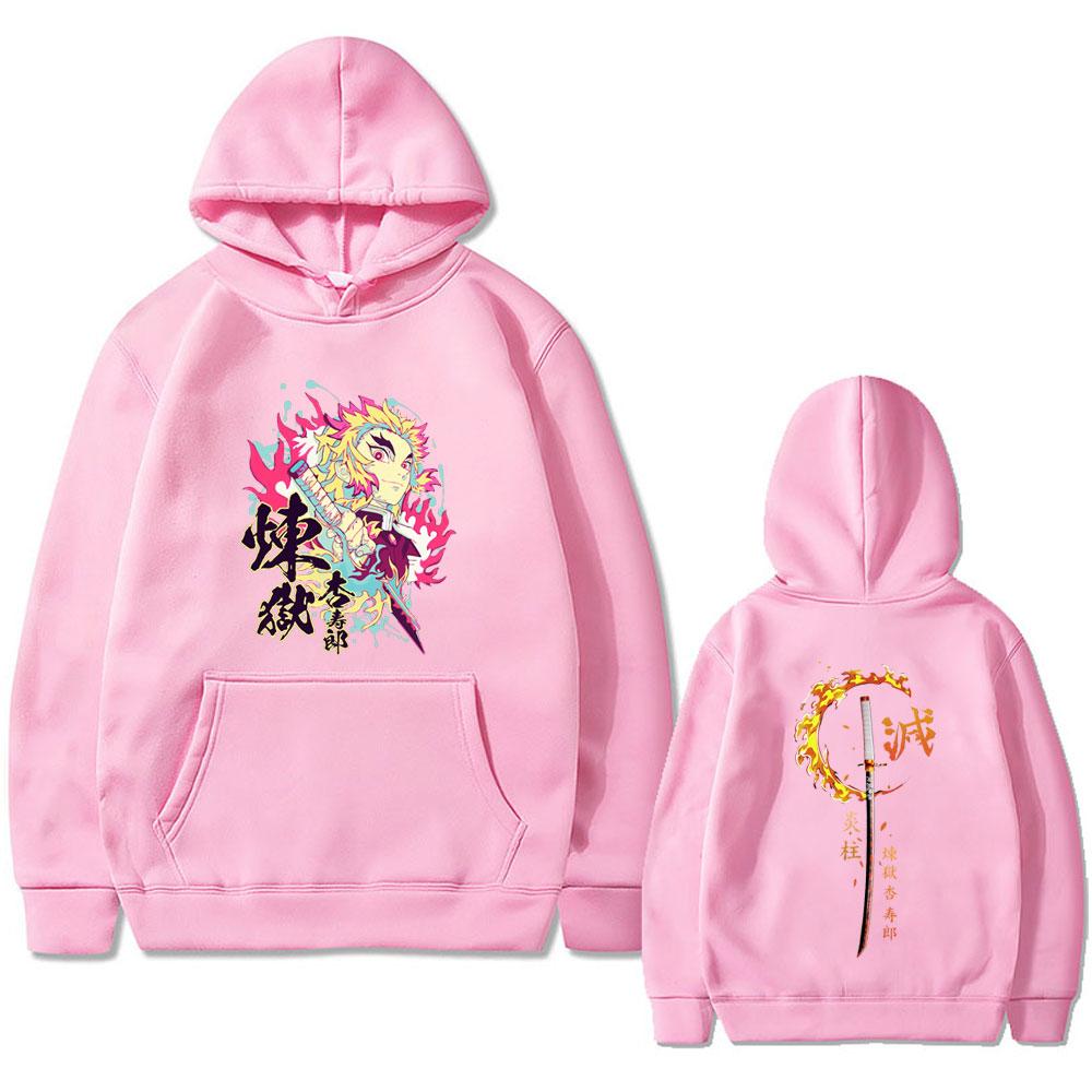 Anime Demon Slayer Hoodie Unisex Cartoon Rengoku Kyoujurou Grafik Sweatshirt Männer Frauen Vintage Trend Hoodies Streetwear