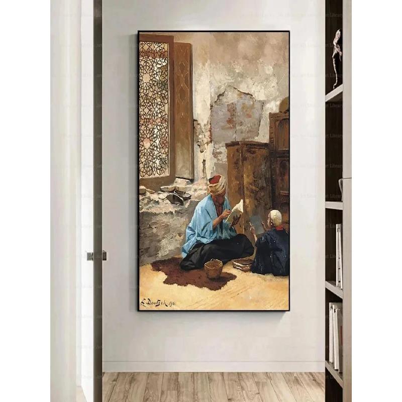 Gerome Klassisches Kunstwerk Araber Lebende Landschaft Poster Arabischer Teppichhändler Wandkunst Bilder Leinwandbild für Zuhause Zimmer De