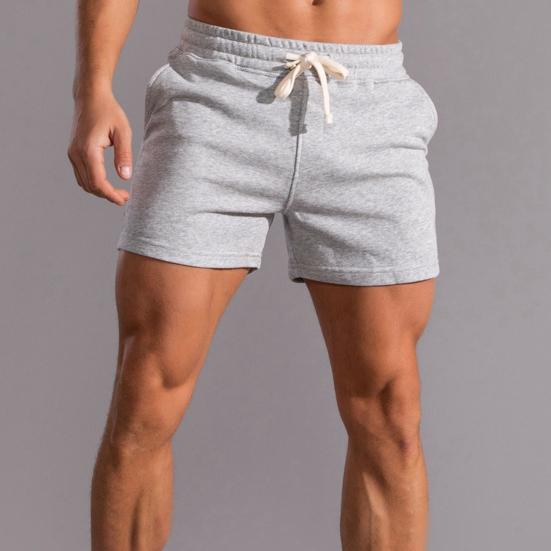 Summer Men Sport Shorts Above Knee Length Loose Drawstring Elastic Waist Side Pockets Deep Crotch Loose Soft Casual Jogging Gym Shorts