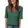 Women's -color V Neck T Shirts Half Sleeve Tops Printed Casual Summer Tees T Shirt Blouse