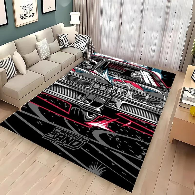 Klassischer Rennwagen-Teppich, 3D-HD-Druck, für Wohnzimmer, Schlafzimmer, Sofa, Fußmatte, rutschfest, Dekoration, Alfombra Geschenk