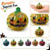 Halloween Pumpkin Shaped Squishy Toy Stress Relief Squeeze Toy Soft PU Foam Sensory Fidget Toy for Kids and Adults Random Color