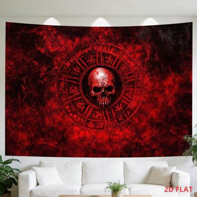Halloween Gothic Wall Tapestry Retro Old Bloodline Rune Law Array Skull Mysterious Witchcraft Dark Wallpaper Party Decora