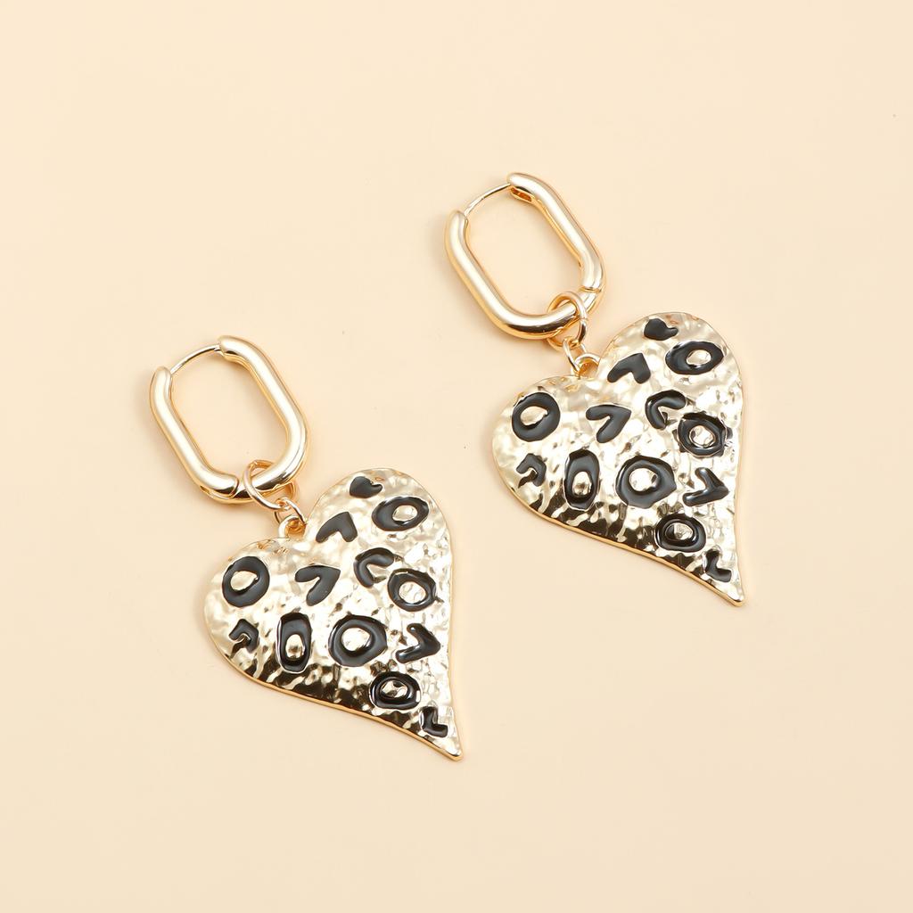 Kshmir Metal Drop Glaze Spotted Heart Shape Pendant Earrings for Women Fashion Handmade Geometric Hoop Earrings Party Jewelry