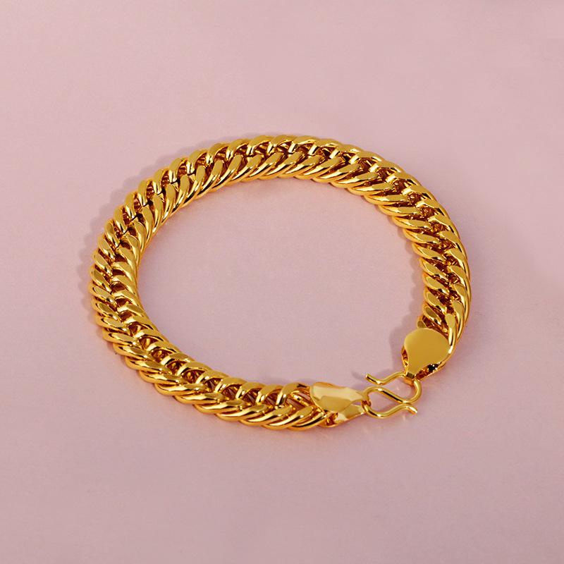 Men's Domineering Gold-Plated Whip Chain Bracelet - Brass, Fashionable and Bold Design