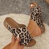 Women's Open Toe Wedge Sandals, Summer Fashion Leopard Print Sandals, Breathable and Comfortable