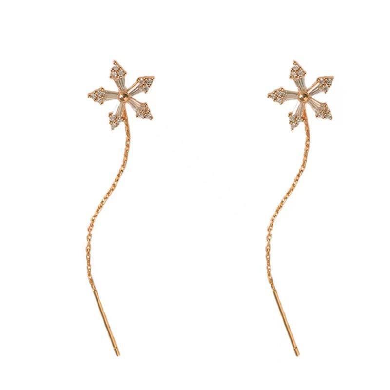 Snowflake Elegant Tassel Ear Cuff Stud Earrings Premium Sweet Nature Tiny Ear Accessories