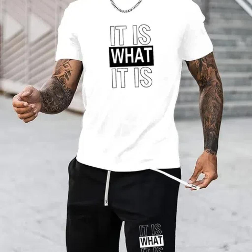 Zomerpak voor heren Straatmode Los en comfortabel T-shirt Buiten Sport Hardlopen Fitness Short Textielprint