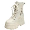 Fashion 9.5CM Women Boots Motorcycle Shoes Woman Leather Chelsea Ladie Classic Punk Female Goth Shoes High Platform Women Botas Mujer