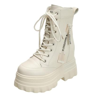 Fashion 9.5CM Women Boots Motorcycle Shoes Woman Leather Chelsea Ladie Classic Punk Female Goth Shoes High Platform Women Botas Mujer