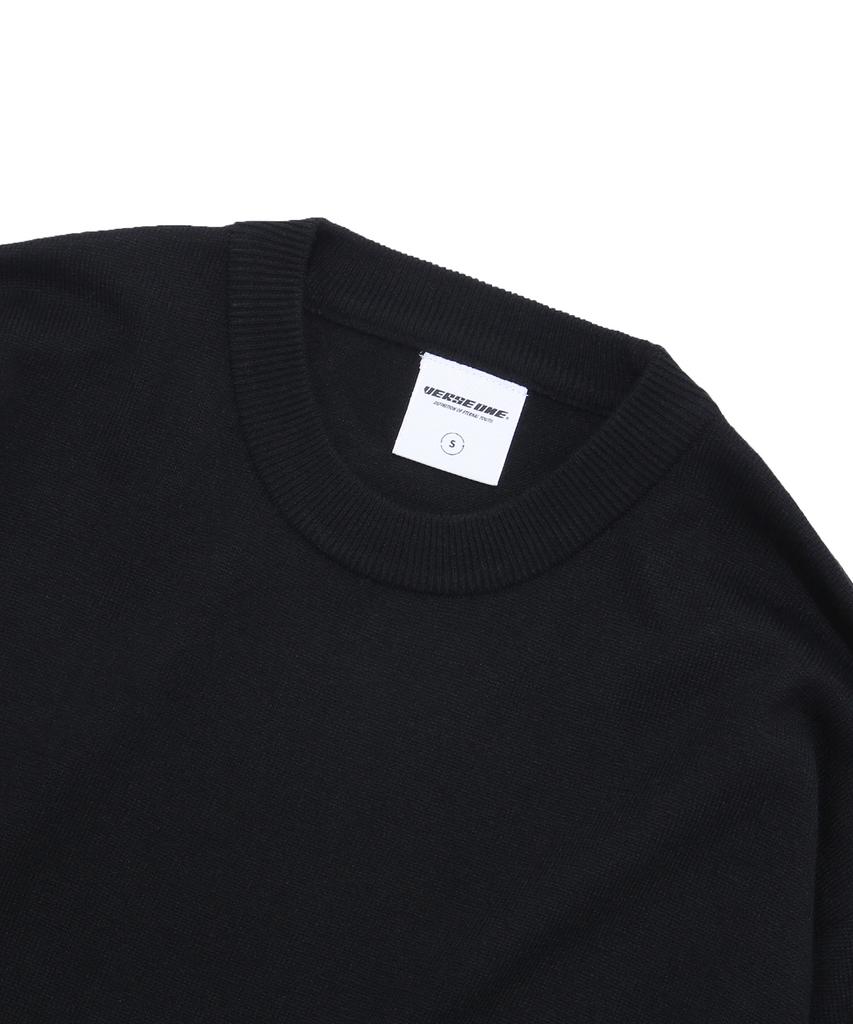 VERSE ONE Merino Wool Basic Knit Sweater Black