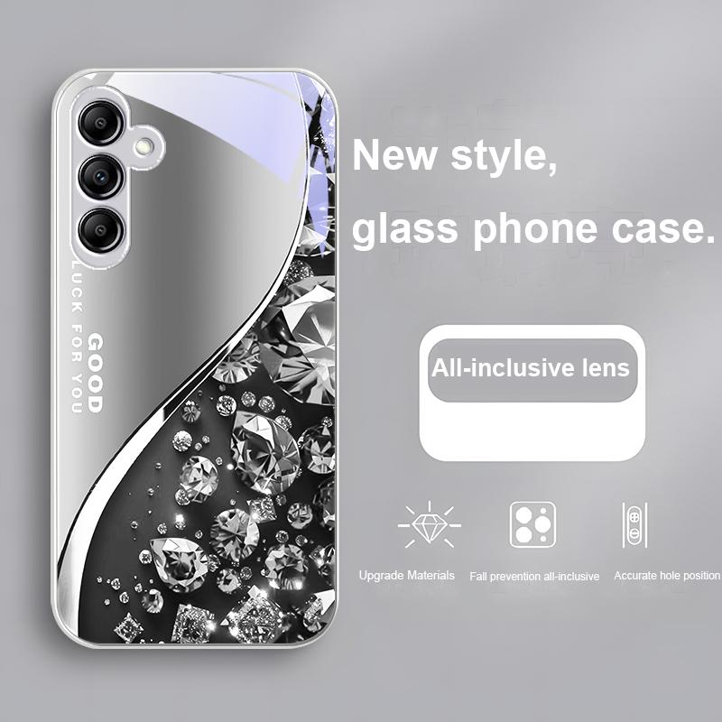 Color Diamond Gradient For Samsung Galaxy A01 A02 A03 Core A04 A14 4G A13 54 34 31 20 25 23 22 5G S21 Ultra S20 Glass Phone Case