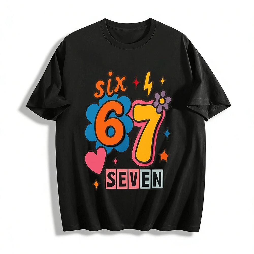Retro Number 67 Print Casual Graphic Tee For Adults Teens Pure cotton T-shirt