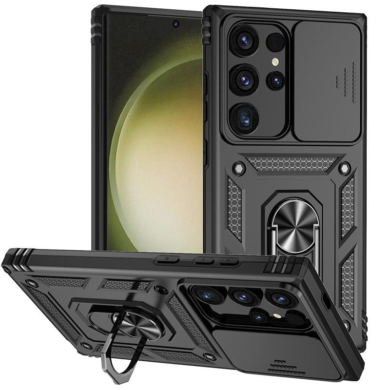 Funda For Samsung Galaxy S23 Ultra Case Slide Camera Lens Protect Coque For Galaxy S23 Plus S 23 FE Armor Ring Holder Back Cover