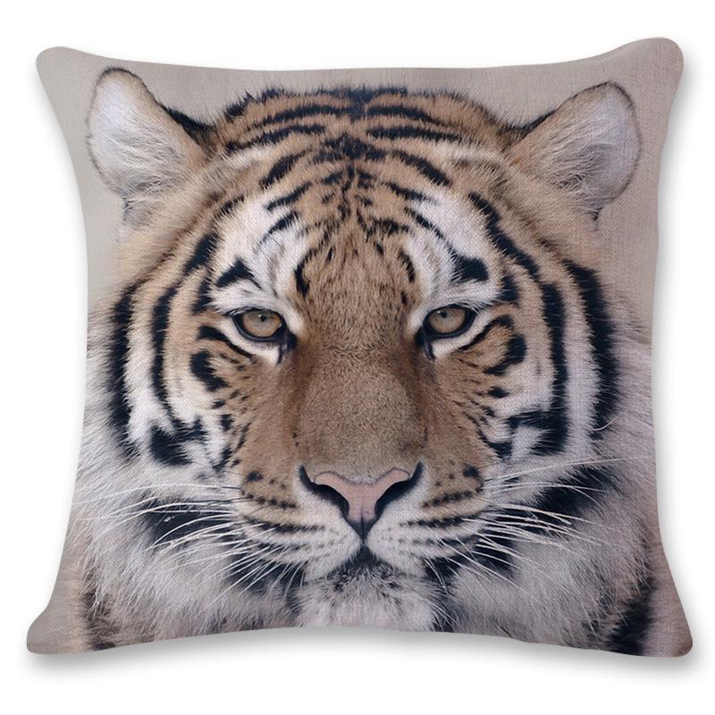 Home Decor Animal World Tiger Lion Pattern Polyester Pillowcase Cushion Cover For Bedroom Living Room Funda De Almohada