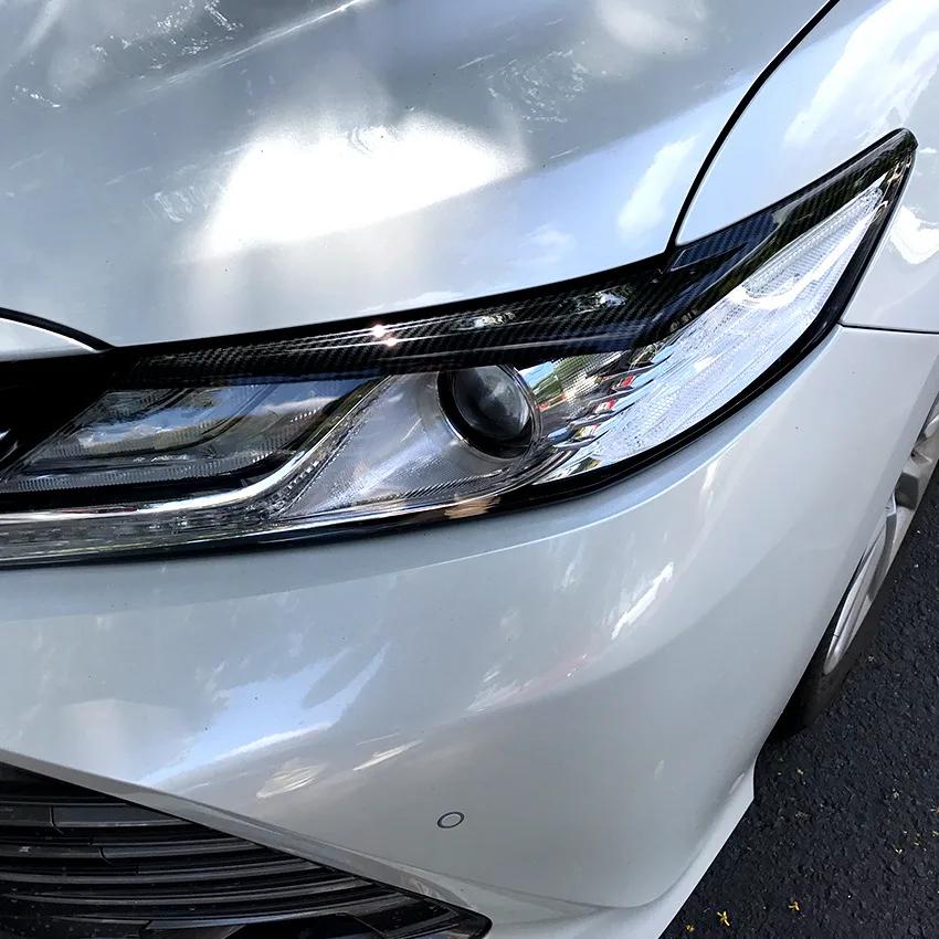 Lampkappen Voor Toyota Camry 2018 2019 2020 2024 Koplamp Lampwenkbrauw Koolstofvezel Stijl Exterieur Auto Sticker ABS Bumperstrip