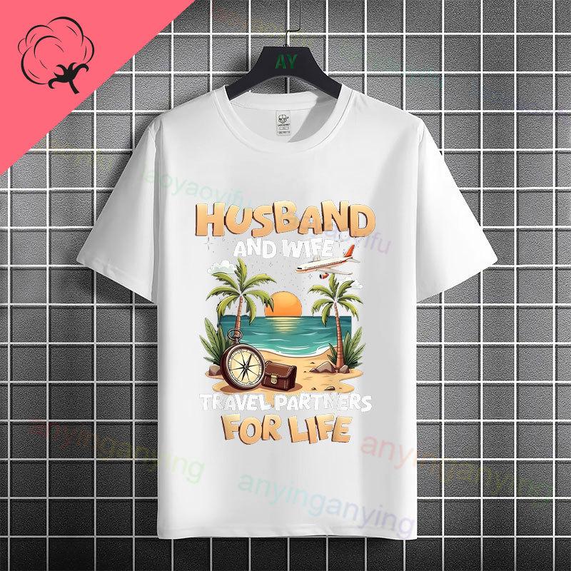 Unisex Unisexs Family Vacation 2026 Graphic Tshirt With Retro Sunset Palm Tree Desgin Pure Cotton Short Sleeve Casual Tshirt