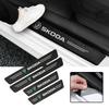 Dnkfq8 Car Door Sill Stickers Carbon Fiber Leather Anti-stepping Protector For Octavia VRS Rapid Kodiaq Fabia Karoq Superb Scala