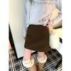 Coffee Wool Blend Midi A-Line Skirt: High-Waisted, Slimming, Anti-Exposure, Thickened for Spring/Autumn, Hip-Hugging Mini Skirt for Women
