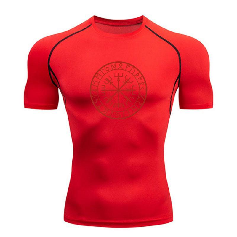 Men's Compression Sports T-Shirt, Viking Vegvisir Rune Patte