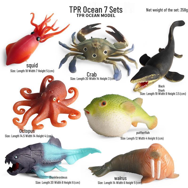 Ocean Crab Simulation Toy Set: Includes Hermit, Swimming, and Three-Spot Plastic Models