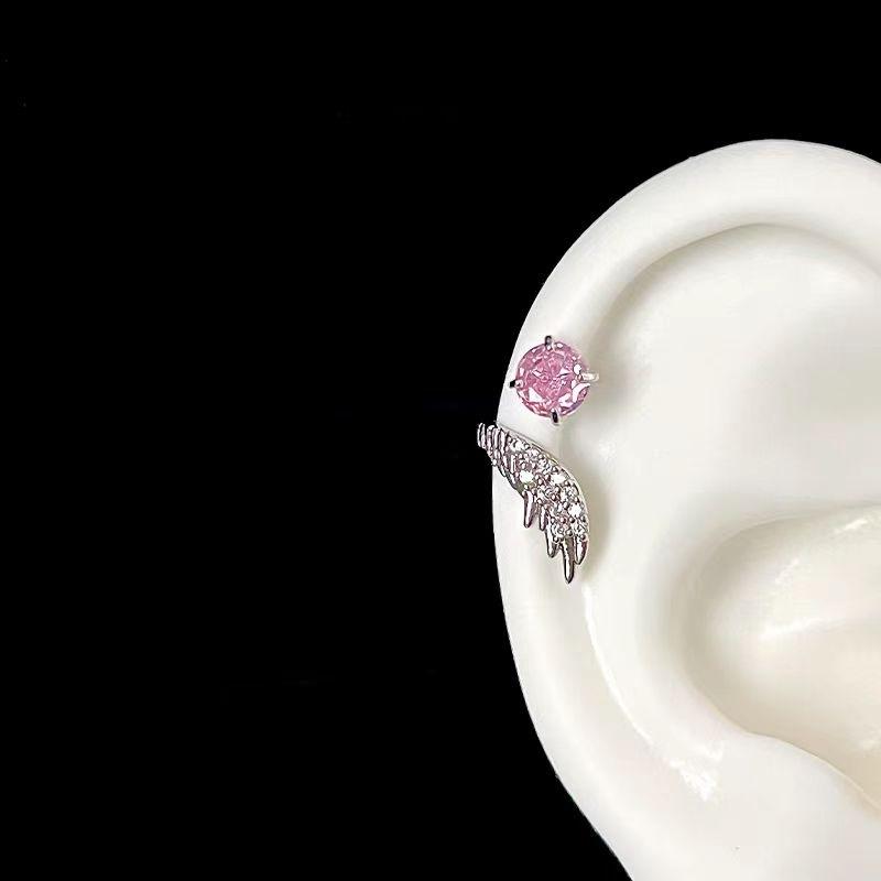 LATS 1pcs Copper Color Wing Ear Bone Nail for Women New Fashion Zircon Earrings Accessories Fashion Zircon