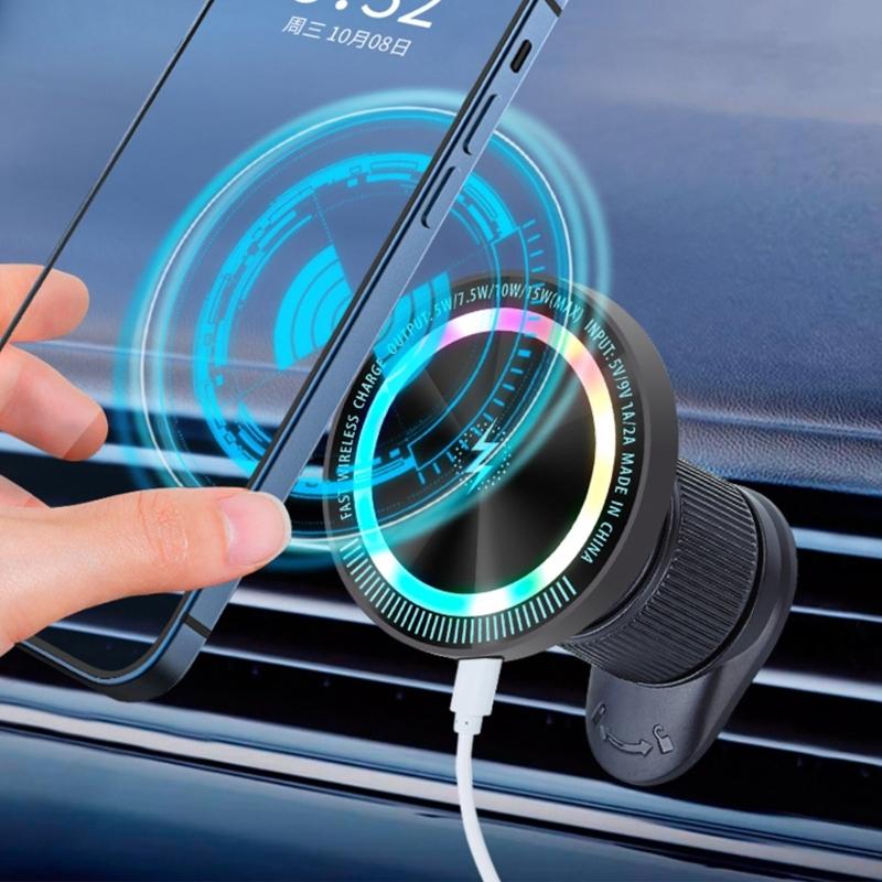 Car Dashboard Air Vent Stand for 16 15 14 13 Phone Magnetic Charging Stand 360 Degree Rotating Charging Holder