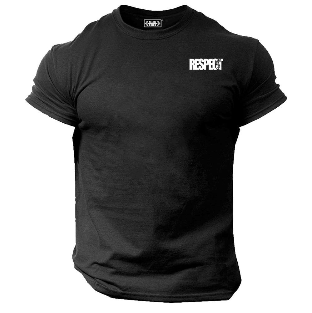 Respect T Shirt Pocket Gym Clothing Bodybuilding Training Workout Boxing Mma Top