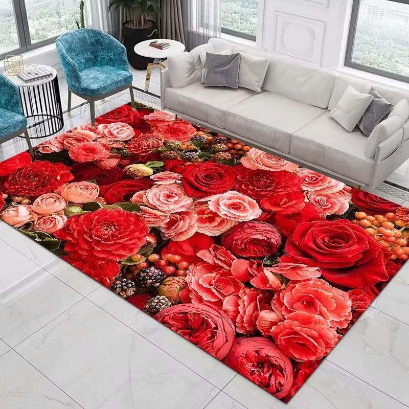 Blumen Ländlich 3D Gedruckter Teppich Heimdeko Eingangstürmatten Wohnzimmerteppiche Teppiche im Schlafzimmer Kinderteppich Badematte